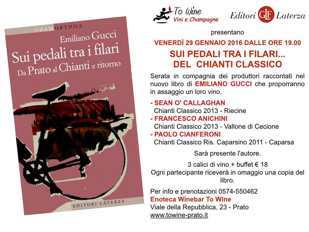 EmilianoGucci's tweet photo. Tenetevi liberi: venerdì 29 tutti a #ToWine, con uomini e vini eccezionali @editorilaterza @RIECINE @PaoloCianferoni https://t.co/yBy4w5cpu3