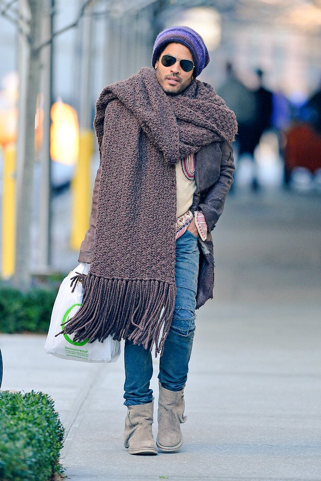 Moe: Remember the importance of gauge, people.
Curly: Stay tuned for our own <a href="/LennyKravitz/">Lenny Kravitz</a> esque #scarf. #knitting