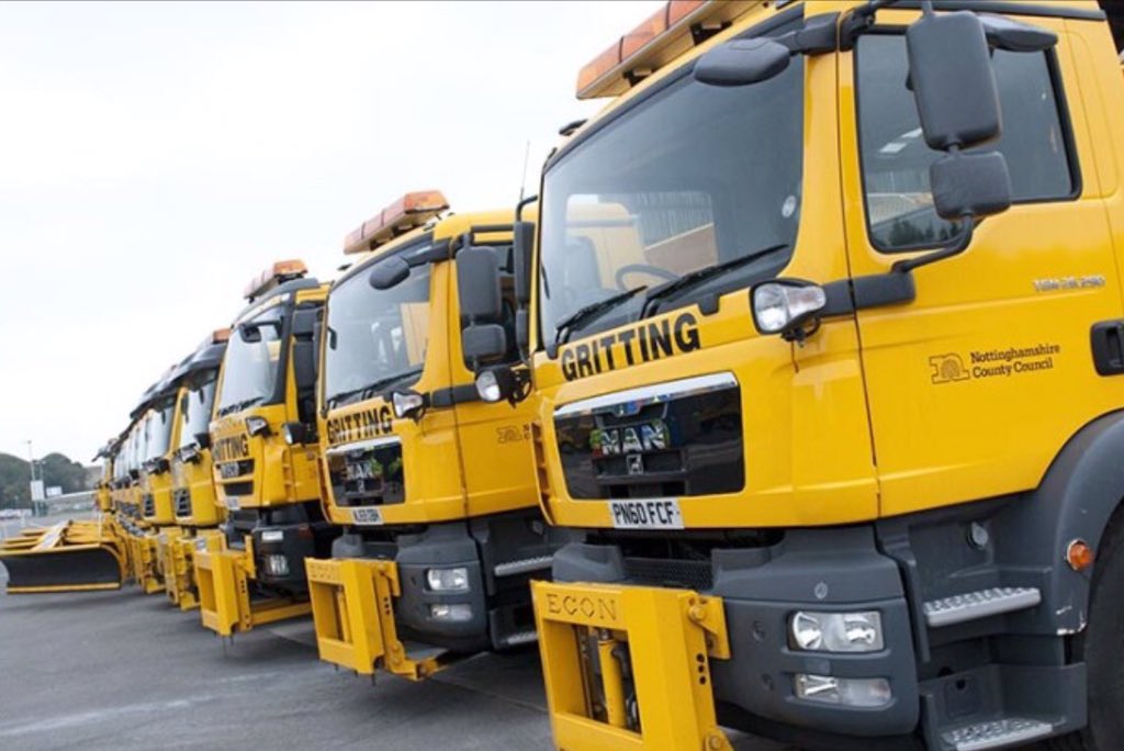 Notts_TV's tweet photo. Gritters out again tonight with temps set to fall below zero across Notts. Take care duckies https://t.co/LxDLNMd3rg