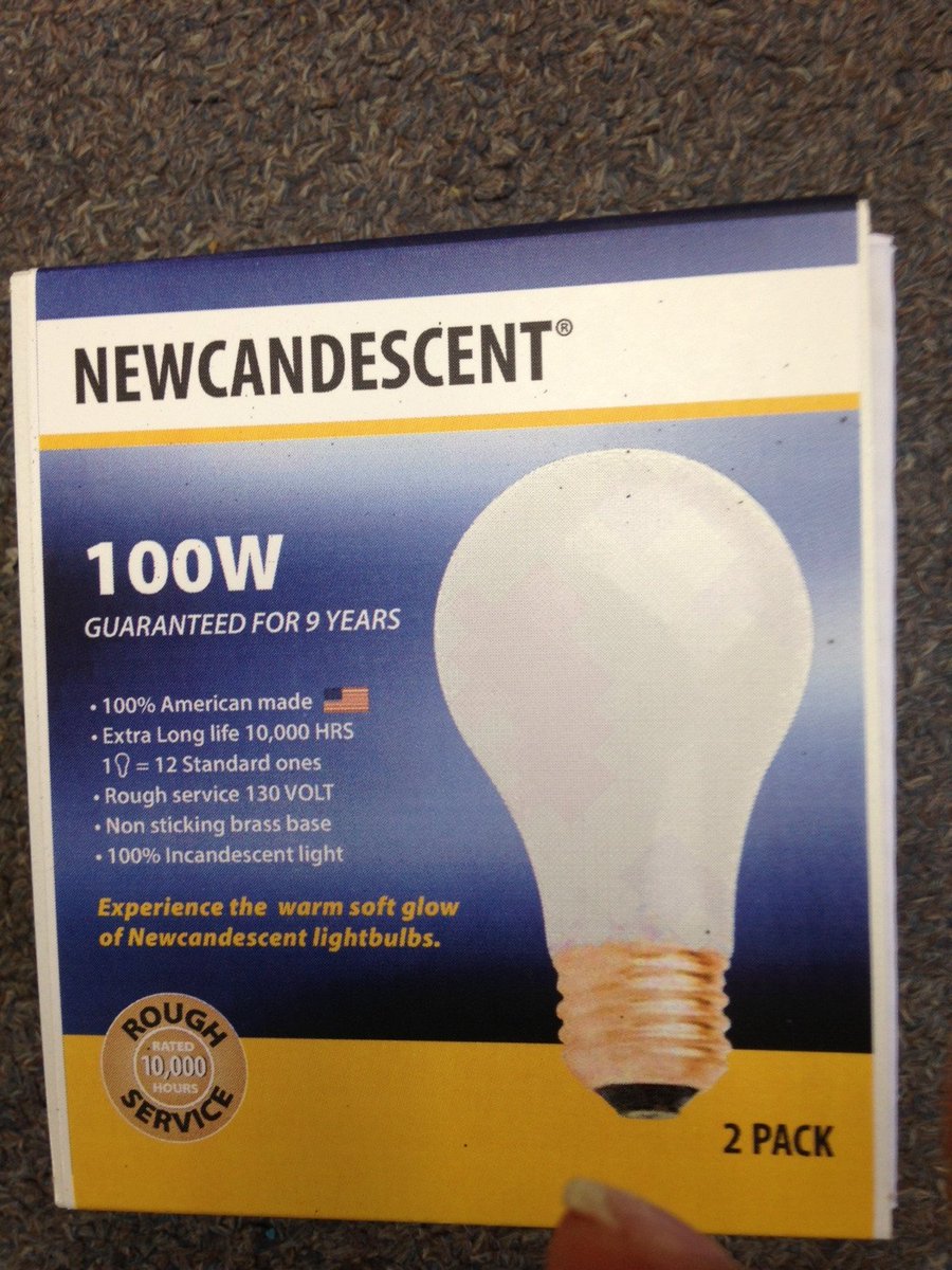 Newcandescent's tweet photo. Newcandescent-a modified version of the incandescent light bulb that lasts on avg 10,000hrs https://t.co/uB9mTwSkvn https://t.co/V41GtpxzGS