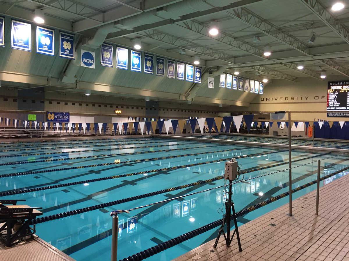 NDSwimDive's tweet photo. The calm before the storm. Meet starts at 12 &amp; will be live-streamed on @WatchND Irish fans!

#cantstoptheshamrock https://t.co/KPQQpeeHdP