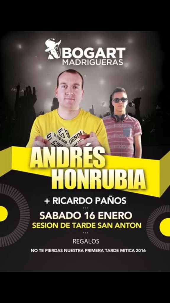 Hoy toca tarde mítica en <a href="/PubBogart/">Pub Bogart</a> con <a href="/AndresHonrubia/">Andrés Honrubia</a> y <a href="/DjRicardoPanos/">Ricardo Paños</a>