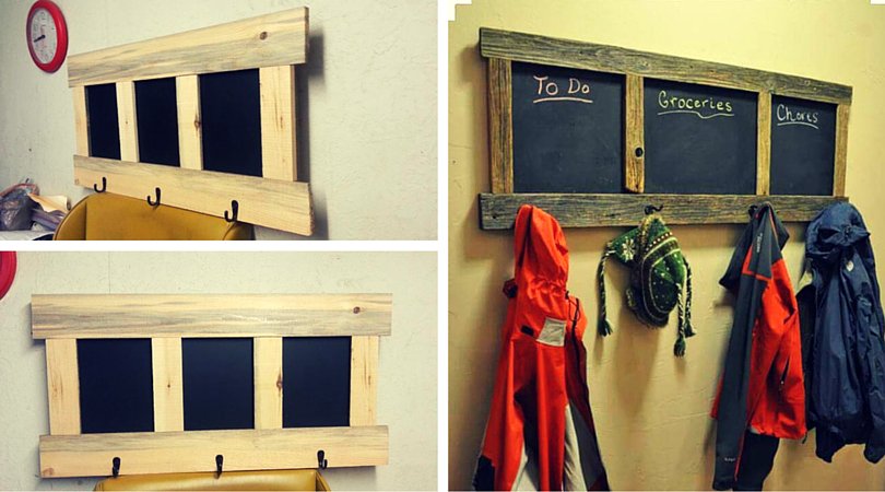 101 Pallet Ideas On Twitter Pallet Coat Rack With Chalkboard