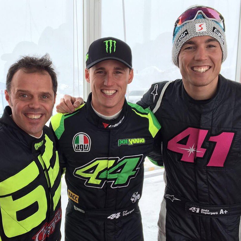 MotoGP's tweet photo. Just a few familiar faces competing in the G Series in Pas de la Casa, Andorra today! #OffSeasonAntics #Brrr 🗻❄️🚗💨 https://t.co/gZUH9COKrn
