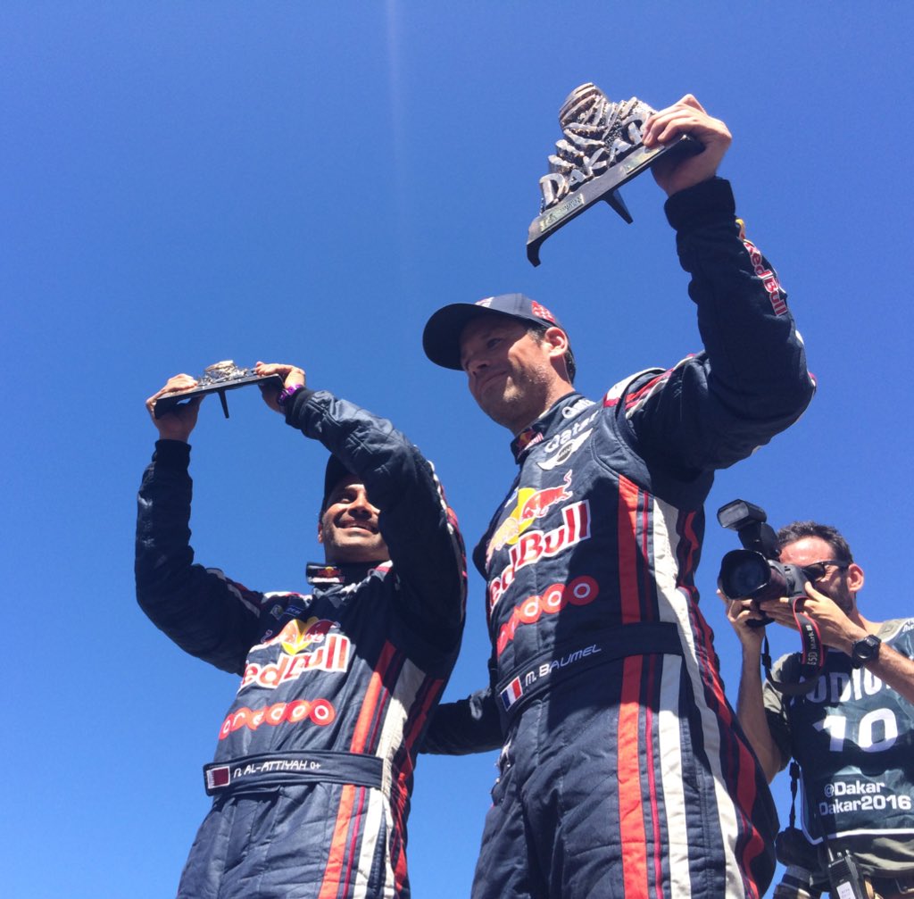 dakar's tweet image. Second place for / Segundo lugar para @AlAttiyahN 👏🏼👏🏼👏🏼 #Dakar2016 #DakarPodium