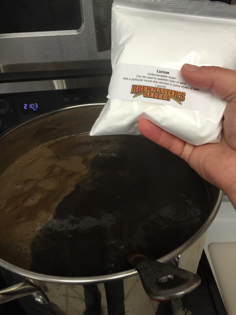 HyphenBrewery's tweet photo. Brewing a Peanut Butter Milk Stout. About to add the lactose. #hhomebrew #milkstout https://t.co/LId1dPNZ66