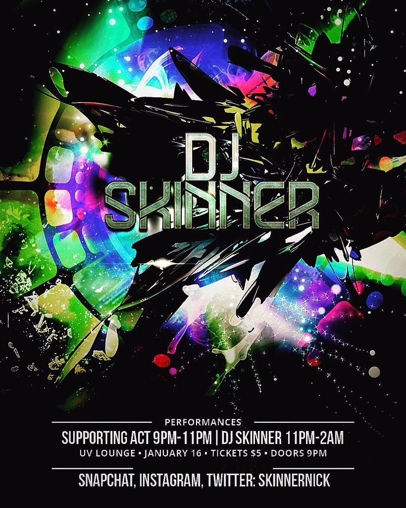 Uv_Lounge's tweet photo. TONIGHT!!!!!!!! 
DON'T MISS OUT ON @SkinnerNick's FIRST EVER CLUB SET!!! Come show some love at #UVLounge https://t.co/Dds42SzpJU