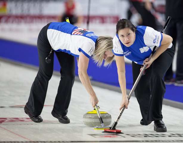 usacurl's tweet image. USA holds JPN to a single point in the 5th. USA 5, JPN 2 #ContCup #curling