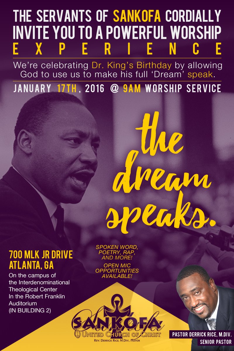 PastorDRice1911's tweet photo. THE DREAM SPEAKS #MLK #SANKOFAUCC
#TMCOSS #STAYWOKE https://t.co/v8YmwxFUiY