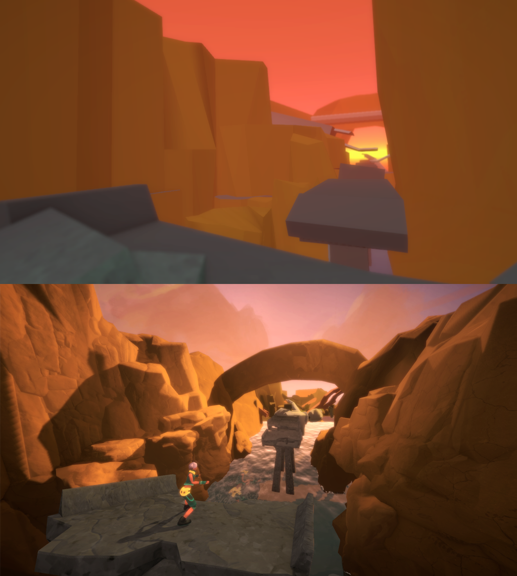 lisidaniel's tweet image. Process of a @FailsafeGame level block-out to swankier (WIP) graphics. #screenshotsaturday #madewithunity