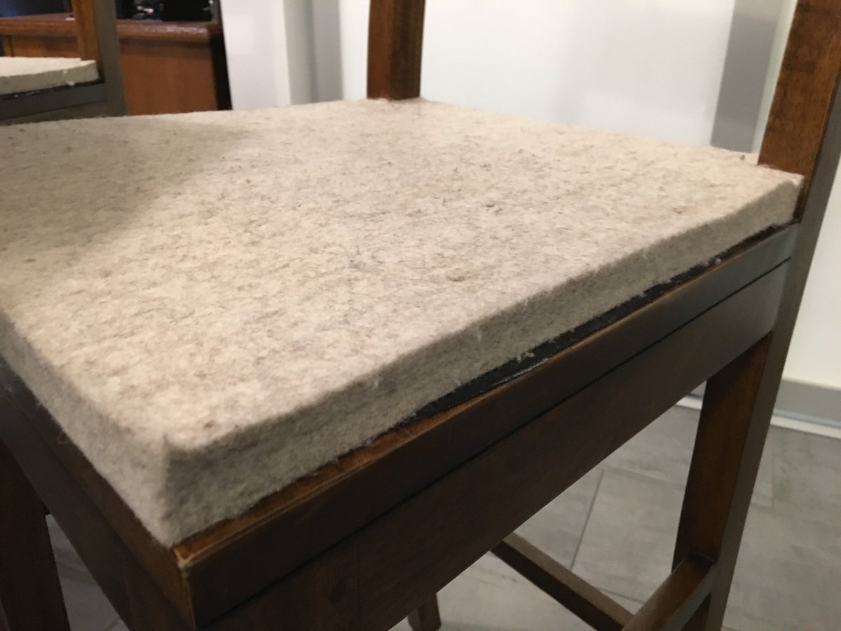 Have a seat!
With our super comfy wool cushions.  Just send us the size of your chair and we will cut it for you.