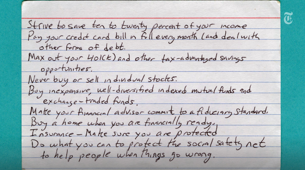 nytimes's tweet photo. We asked financial experts to squeeze their best advice onto a single index card https://t.co/5XwhRQW5BN https://t.co/JhiApYtjSK