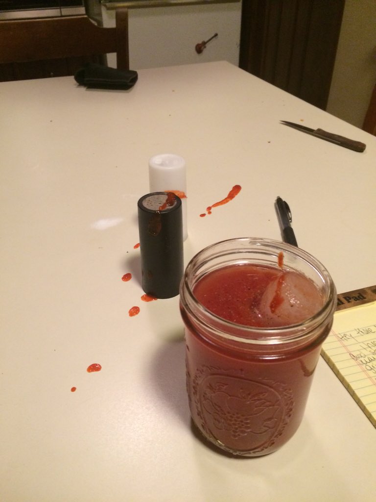shanebows's tweet photo. A)overshot sriracha in my Bloody Mary B) Steven Avery came in and murdered me and is tweeting this #notstevenavery https://t.co/O8jf8re5MN