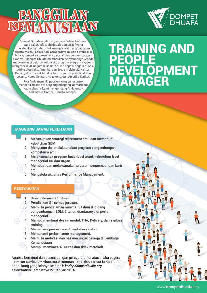 fatchuri's tweet image. Lowongan Training Mgr @Dompet_Dhuafa cc @JobStreetcom @JobsDBIndonesia @JamilAzzaini @cdcindonesia @JogjaStudent