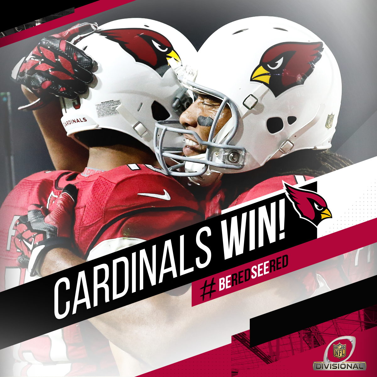 AZCardinals's tweet photo. Touchdown @LarryFitzgerald! It's over! The #AZCardinals are off to the NFC Championship!

#BeRedSeeRed #GBvsAZ https://t.co/x7wlRlN4Qm