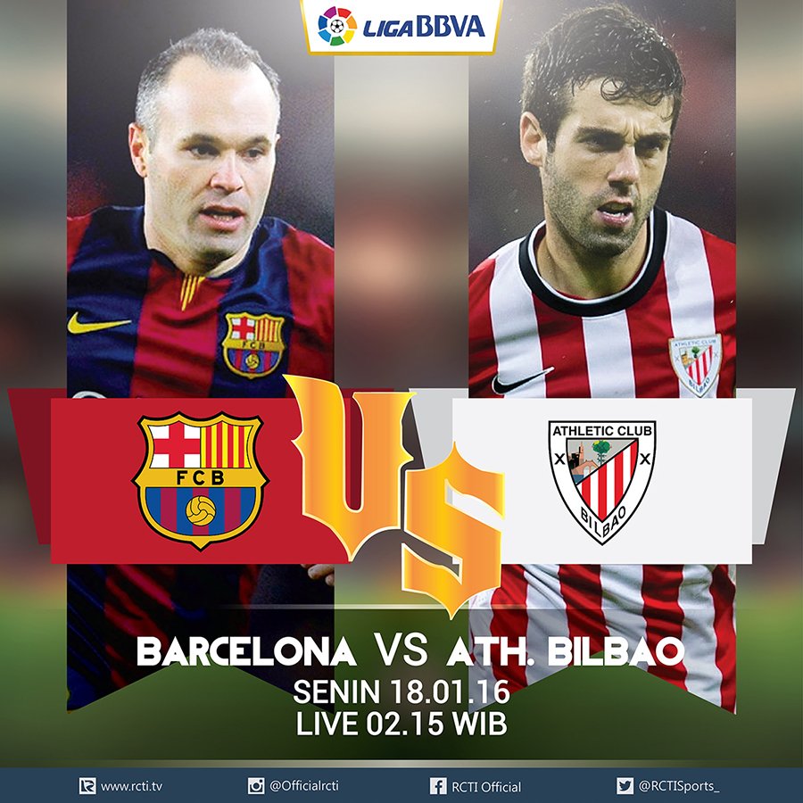 OfficialRCTI's tweet photo. Jangan lewatkan! Pertandingan #LigaBBVA Barca Vs Ath. Bilbao Senin 18 Jan'16 pkl 02.15wib Dini hari Live di RCTI https://t.co/zPFuFKWWmr