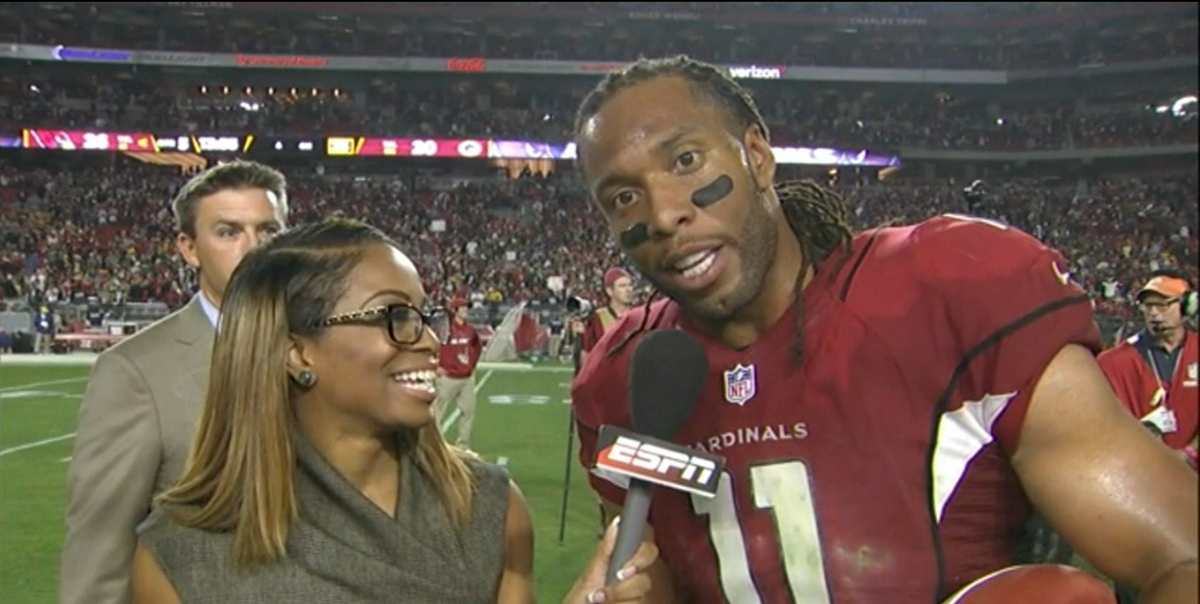 ESPNNFL's tweet photo. All Class.

@LarryFitzgerald to @mortreport: "Mort want to tell you we're thinking about you. Fight baby. Love you." https://t.co/nr0g9MJlPb