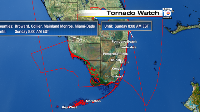 Local 10 WEATHER ALERT - Tornado Watch issued for the highlighted areas. For more info bit.ly/krCDQ?utm_medi… https://t.co/SncAPaLg5V
