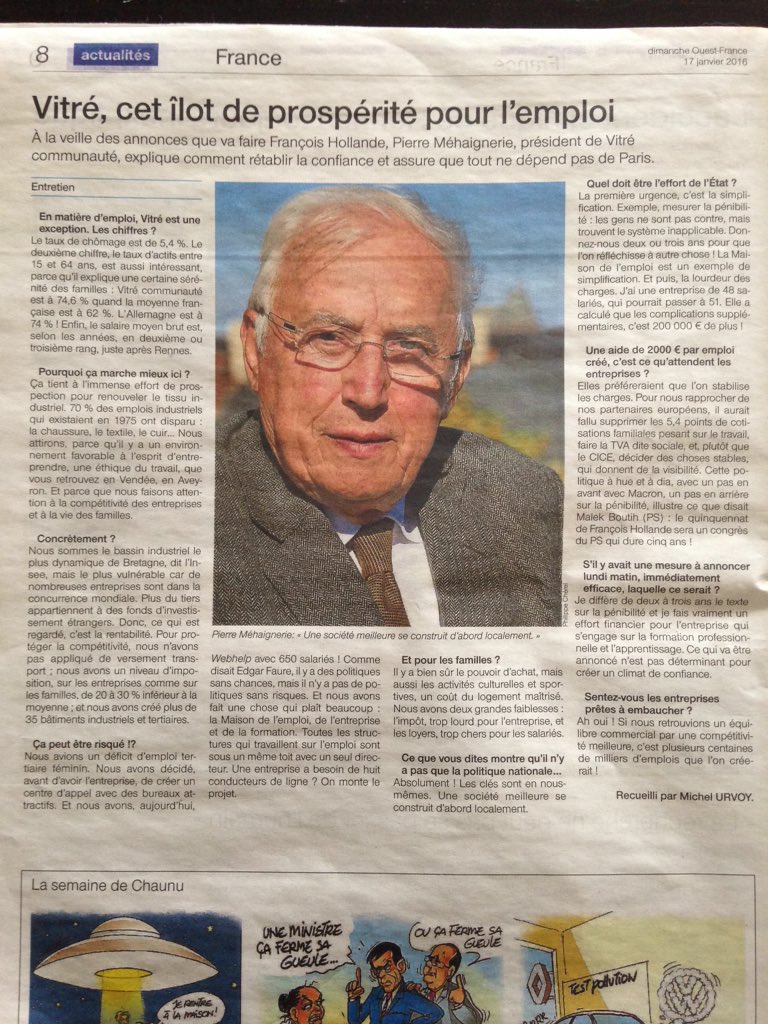 PMehaignerie's tweet photo. Les clés sont en nous-même. Une société meilleure se construit d'abord localement #emploi #fiscalité @OuestFrance https://t.co/WLuEtfRXGg