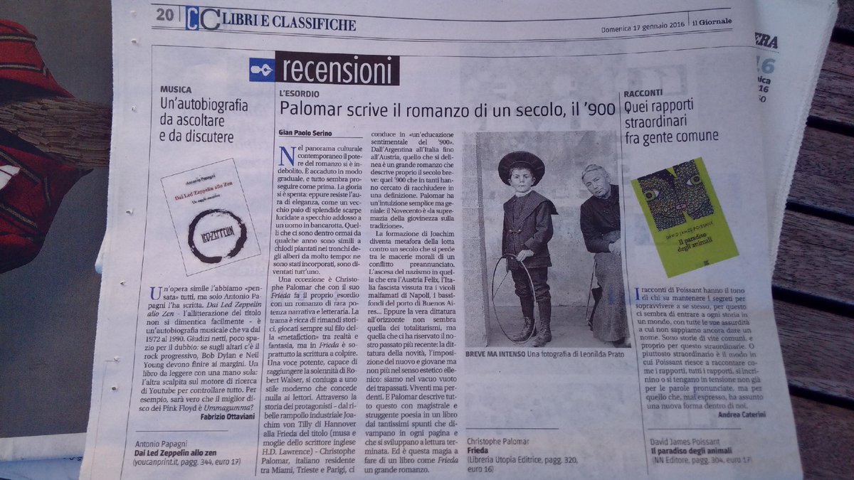 Palomar_Chris's tweet photo. @ilgiornale bella recensione della mia #Frieda. I complimenti di @GianPaoloSerino valgono il doppio! @LibreriaUtopia https://t.co/bkAH4g5mT8