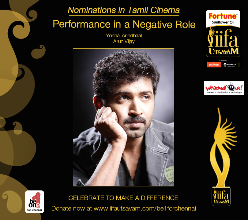 IIFAUtsavam's tweet image. Nominee for #IIFAUtsavam #NegativeRole #Tamil @arunvijayno1
#Be1forChennai Donate now at bit.ly/Be1forChennai