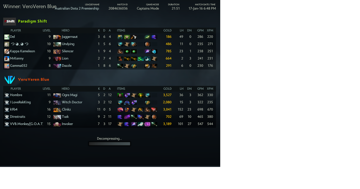 Won first round of the playoffs putting us in upper bracket round 2 on Tuesday at 5pm AEDT