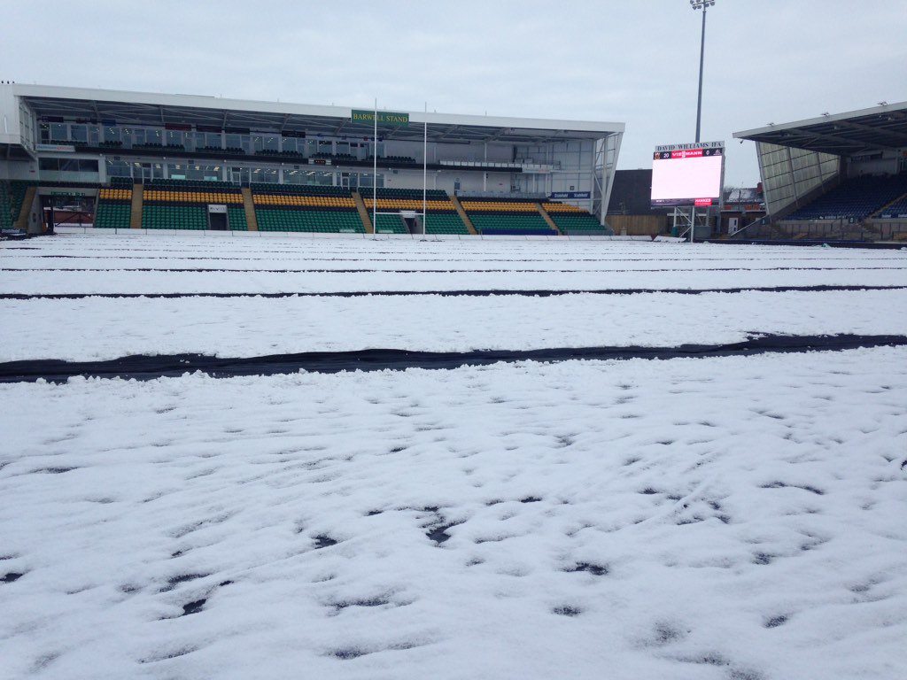 SaintsRugby's tweet photo. HELP NEEDED! Pitch is playable but there's snow on the frost covers. If you've got a shovel and wheelbarrow... (1/2) https://t.co/NZWMET6kpj
