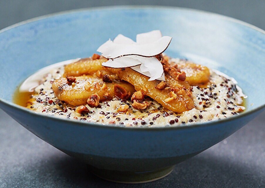 mikereidchef's tweet image. Coconut Quinoa Porridge | Bananas | Hazelnuts back on the menu tomorrow @mrestaurants_ #breakfast #brunch #london