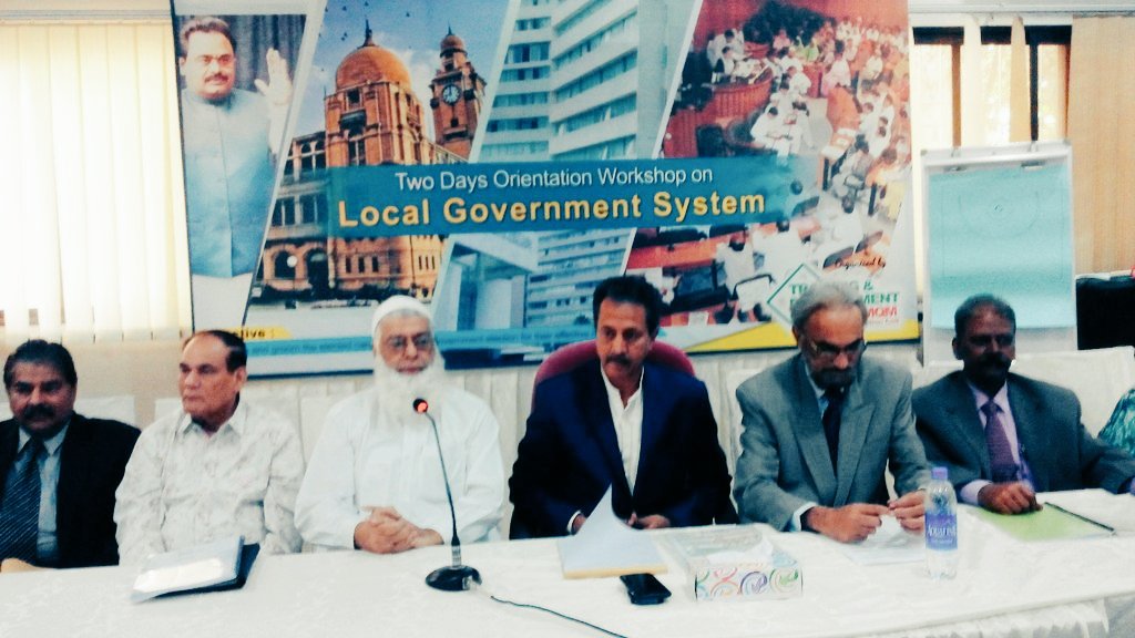 MayorKhi's tweet photo. Nominated @MayorKhi Wasim Akhtar at 'Orientation Workshop on Local Govt' at Khursheed Memorial Auditorium. #Karachi https://t.co/vrMtAdqLXD