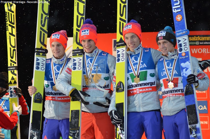 Newsskijumping's tweet photo. The winners! Team Norway.
@Newsskijumping #skijumping #skispringen #skiflying #Kulm2016 https://t.co/0XQkeT7Pgb