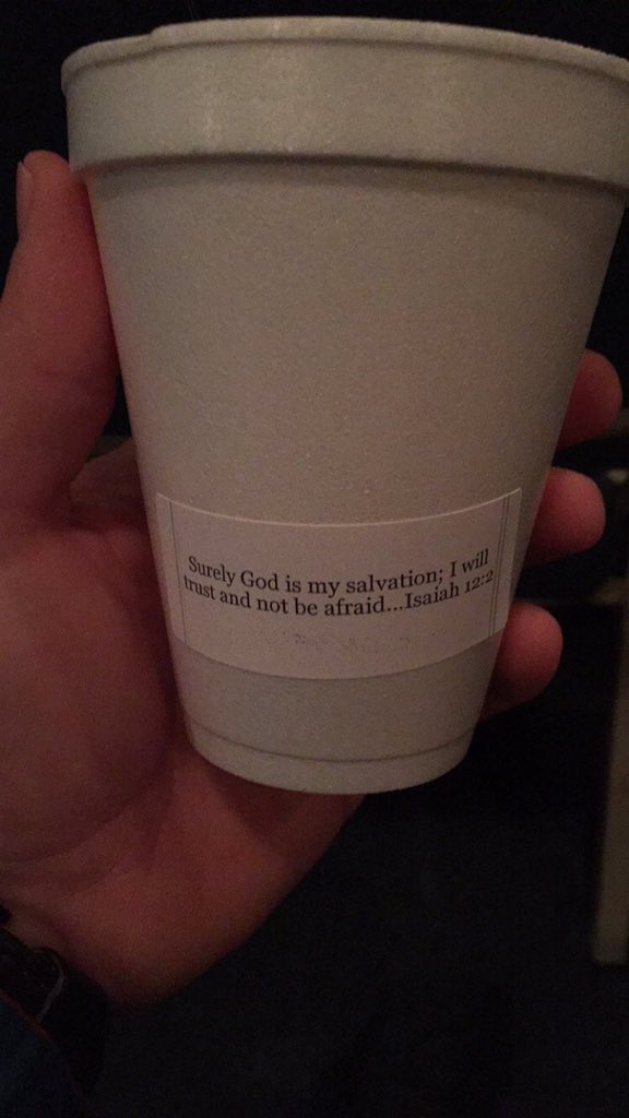 pritchett_11's tweet photo. Surely God is my salvation; I will trust and not be afraid. Isaiah 12:2 #pgbcscripturecups https://t.co/SEhW9VrgsU