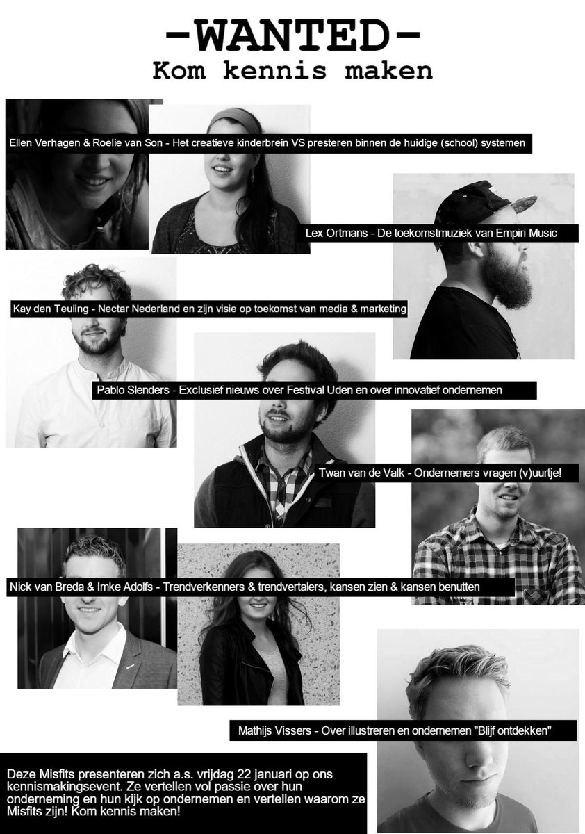 deMisfits's tweet photo. Onze sprekers van a.s. vrijdag! Kom kennis maken! #Uden @NectarNED @EmpiriMusic @pabloslenders @NickvBreda @Mathooss https://t.co/u9pREDRUc6