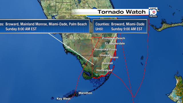 Local 10 WEATHER ALERT - Tornado Watch issued for the highlighted areas. For more info bit.ly/krCDQ?utm_medi… https://t.co/uonUxufWkT