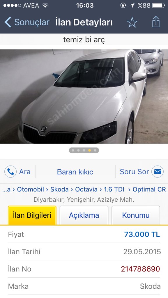 Sahibinden satilik, temiz. İcinde sigara icilmemis. Tek farki kilometresi. Alan hayrini gorsun.Sorunsuz. <a href="/arcaglar/">ahmet çağlar 🇵🇸</a>