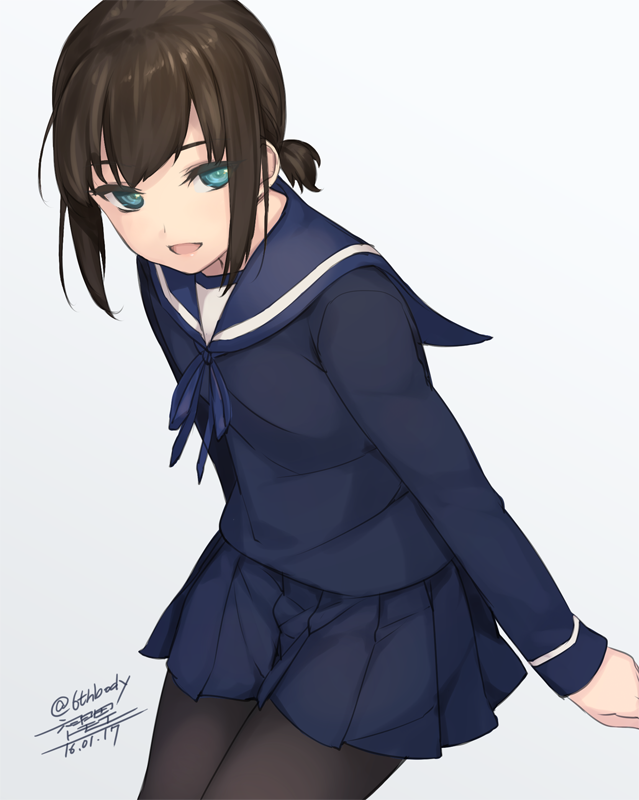 fubuki (kancolle) 1girl solo pantyhose school uniform skirt serafuku short ponytail  illustration images