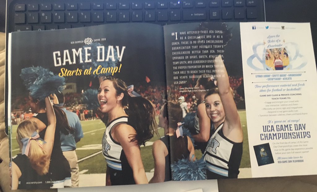 Hagertycheer1's tweet photo. Sitting down to plan next season and look who I spotted! #UCA #huskypride #proudmoment @liv_albano @Madeline_kemper https://t.co/V9o0qduTJA