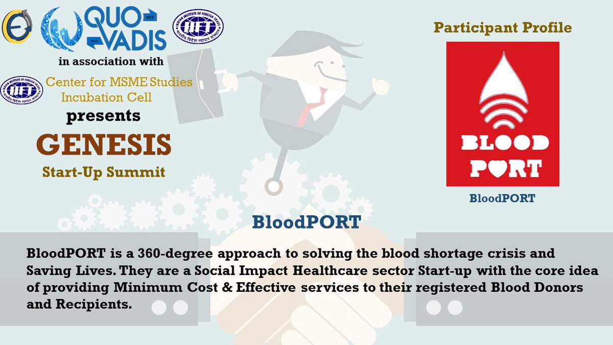 ecelliift's tweet photo. We are happy to introduce our participating startups! #Genesis #IIFT #QuoVadis
We bring you BloodPORT! https://t.co/mOFJrbVYPL