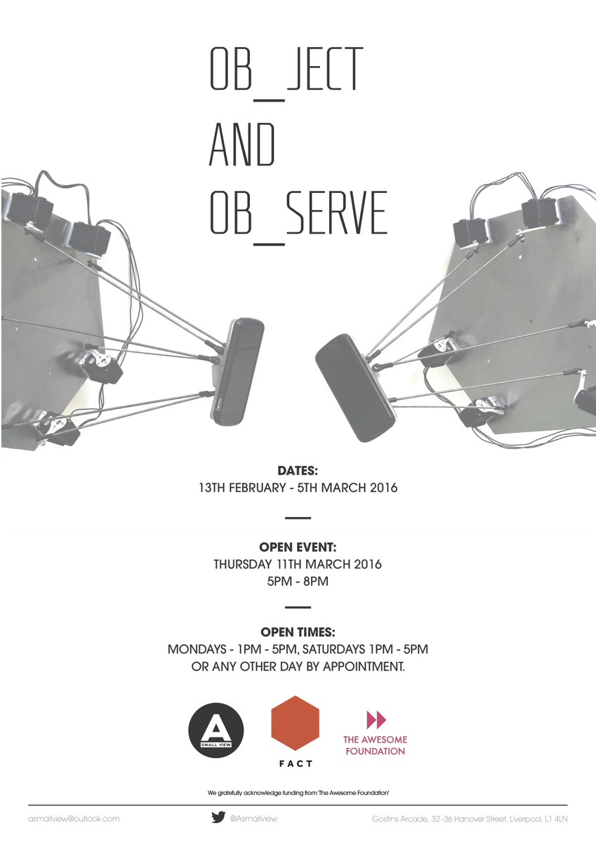 Our new #exhibition will be 'Ob_ject and Ob_serve': wp.me/P68CXJ-6l. 
#art #liverpool <a href="/radamar/">Radamés Ajna</a>