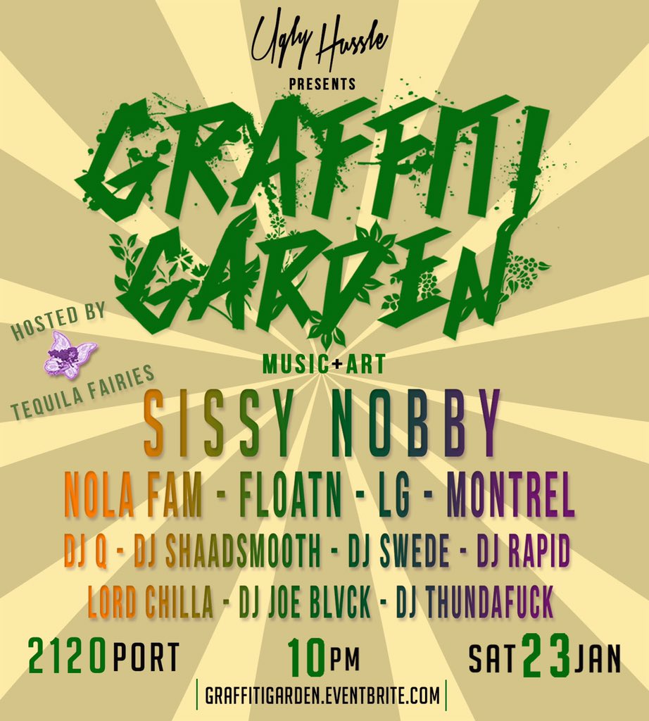 OldManMel's tweet photo. After Krewe de Vieux, the Graffiti Garden. I just might be handing out roses #Duffnation #3ssentials #UglyHussle https://t.co/KWGqkXhmn2