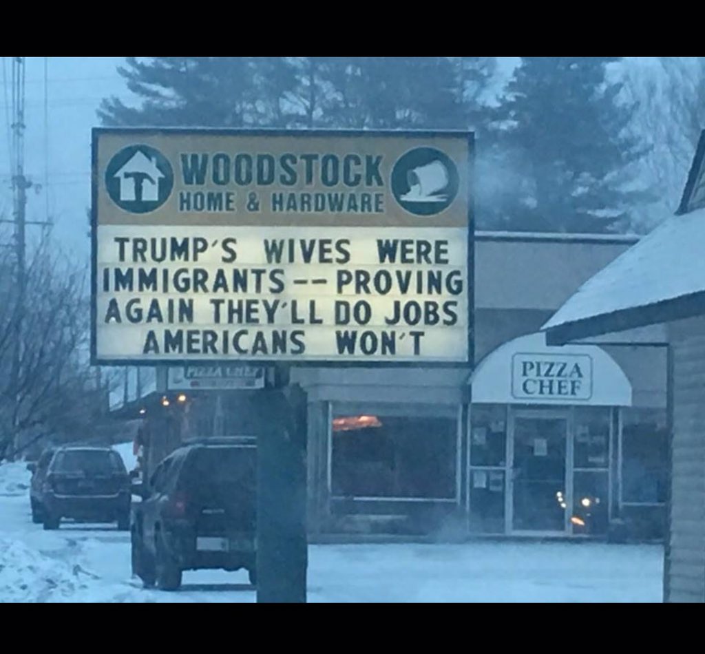 Donald Trump satiric sign in the USA