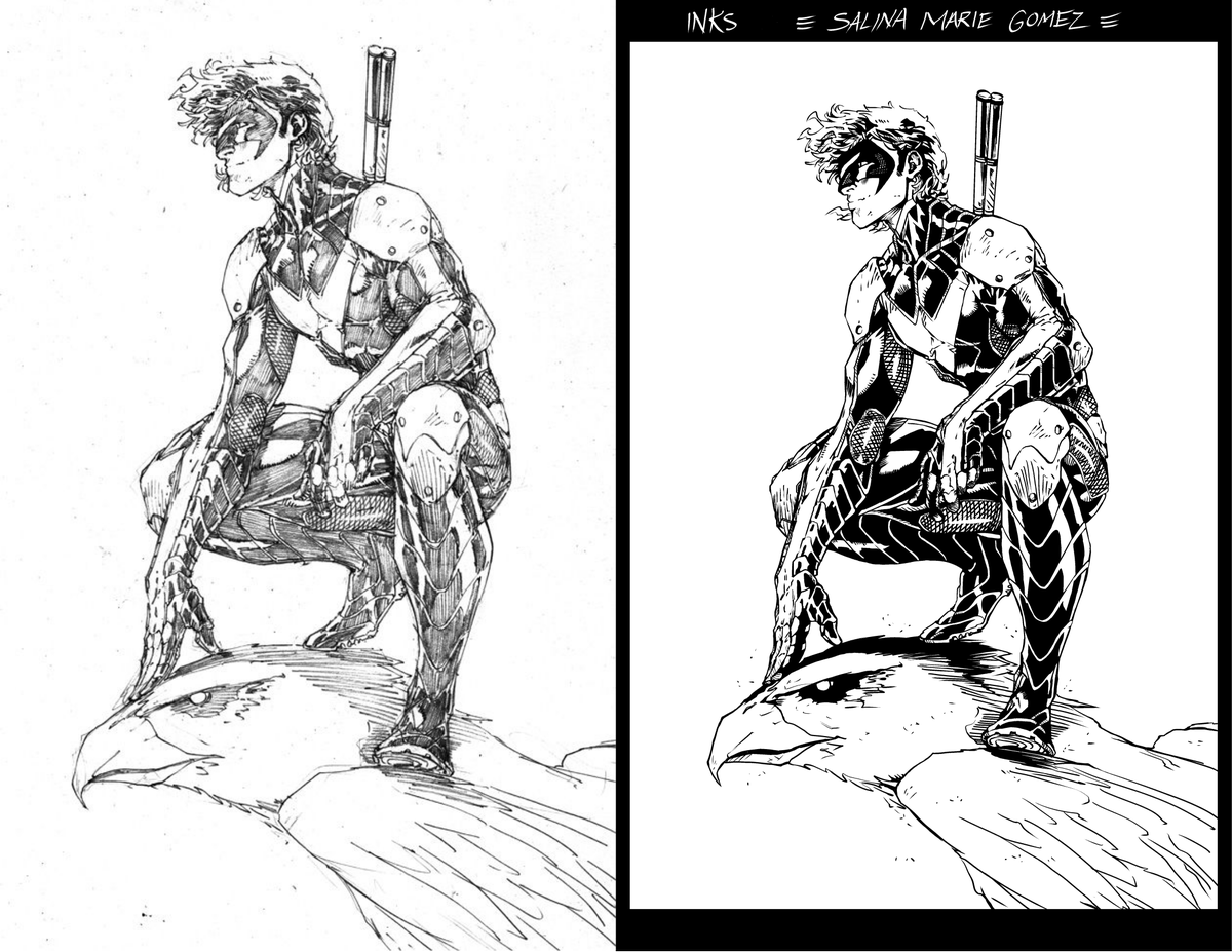 SRubioKarch's tweet photo. Q3: Also available for traditional inking. I can work over tight pencils or loose pencils. #comictalk #inking https://t.co/9R0RZoKqp5