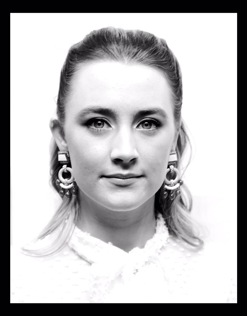 A black and white shot of Saoirse Ronan as she attended a special screening of 'Brooklyn' at MoMA on Friday evening.