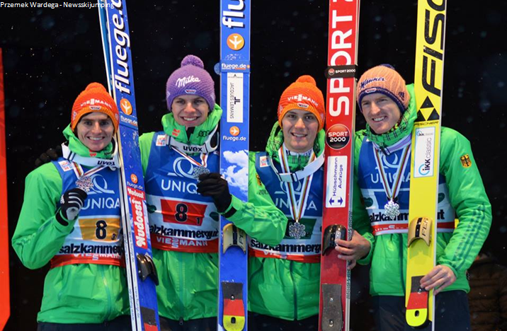 Newsskijumping's tweet photo. World Championships in Bad Mitterndorf:
Team Germany. Second place!
@Newsskijumping #skijumping #skiflying #Kulm2016 https://t.co/RDe4lnZFuD