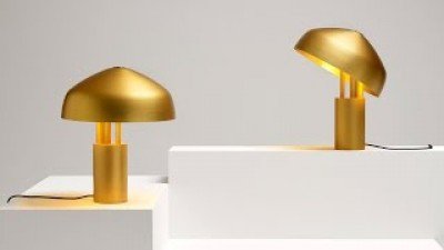 HomEscobar's tweet image. . Aura desk lamp by Ross Gardam features a rotating gold shade sociopal.com/i/HCVCs5