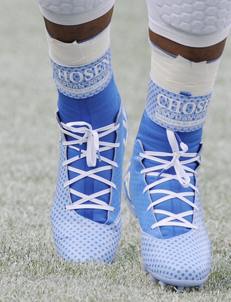 darrenrovell's tweet image. Cam&apos;s pregame cleats recognized the birth of his son Chosen