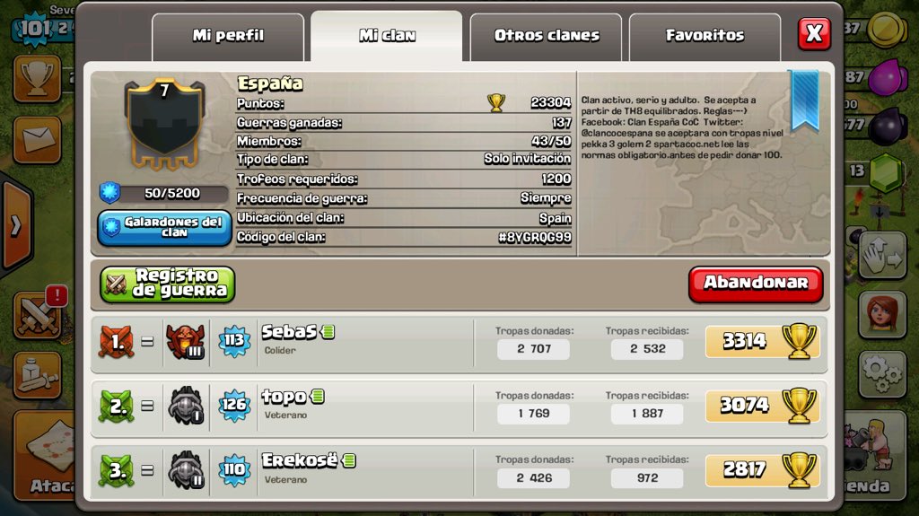 clancocespana's tweet photo. Ya somos clan de nivel 7!!! 🔱⚜✅⏫⏫⚔🛡👾🍾🍻🕶 Felicidades clan!! A por el nivel 8!! #ClashOfClans #clashenespañol https://t.co/O1sMalLz30