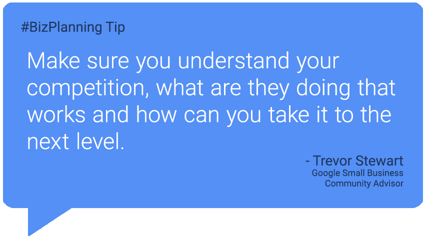 GoogleSmallBiz's tweet photo. What is a crucial step in any #bizplanning phase? Get to know your #smallbiz #competition, says @InboundCanada https://t.co/Wn3qFuM6y6