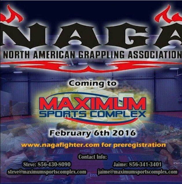 Maximum__Sports's tweet image. NAGA is coming to Maximum Sports Complex! Info to register below. Weigh-ins February 5th, Tournament February 6th.