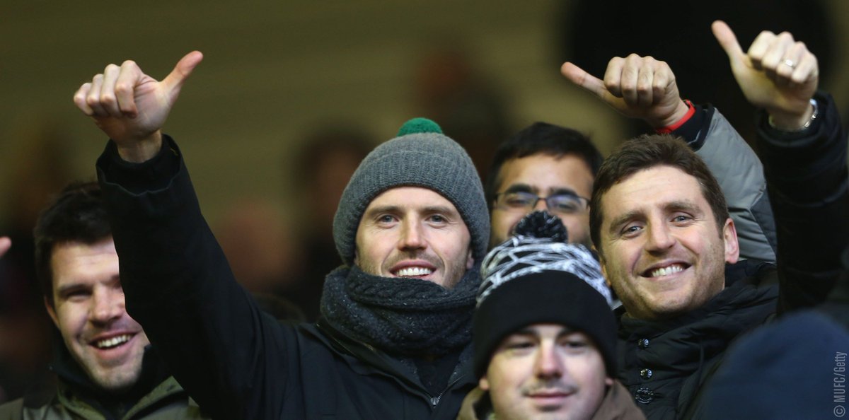 ManUtd's tweet photo. We saw great celebrations in the Anfield away end - with three #mufc stars among the fans! https://t.co/i2HbRCuNfs https://t.co/9NLV9THihb
