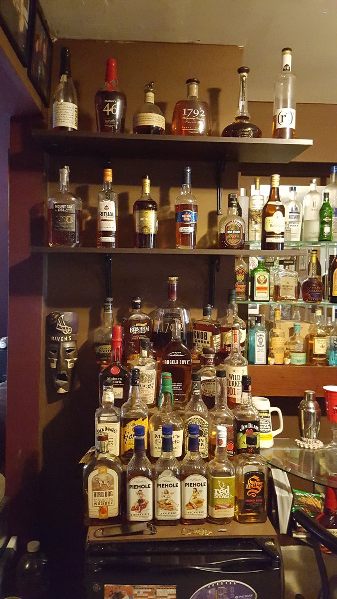 Gregthetraveler's tweet photo. @QuickorLiquor here's just the Bourbon section in my bar. https://t.co/M8I67XbhiK